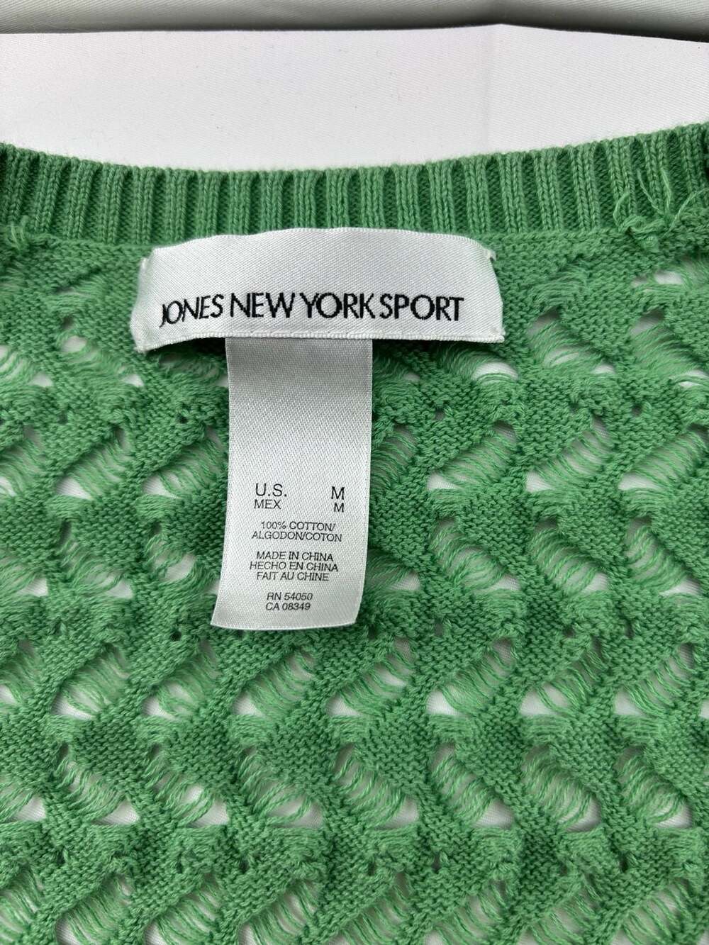 Jones New York Sport Green Crochet Knit Button-Down Cardigan - Picture 6 of 8